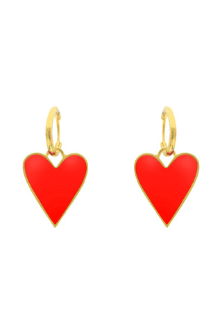 Серьги Лавхарт, серебро 925, позолота 18k, красная эмаль