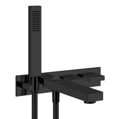 Gessi Rettangolo T 20323#299 Встраиваемый смеситель для ванны с автоматическим переключателем и ручным душем с держателем(внешние части), цвет: черный фото