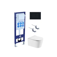 Aquatek SET Aquatek ОБЕРОН T-012 4в1 SET Aquatek ОБЕРОН T-012 4в1 (рама INS-0000017 +крепеж KKI-0000002+ клавиша KDI-0000012+унитаз AQ1365T-00 ОБЕРОН с тонким сиденьем soft-close) фото