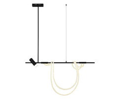 08039K-120A,19 Подвес диммируемый Кайли черный L120 h120 Led 40W+GU10 1*10W (4000K) с пультом ДУ. Рассеиватель в текстильной оплетке.. ТМ Kink Light