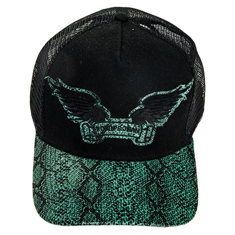 Robin's Jean | Бейсболка BLACK TWILL CAP WITH GREEN VISOR CAP1023 перед