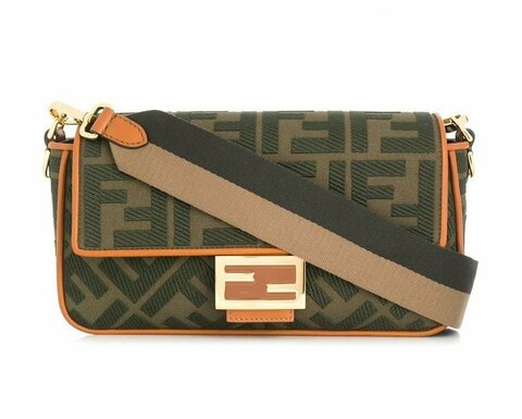 Сумка Fendi из холщовой ткани коричневого цвета Baguette