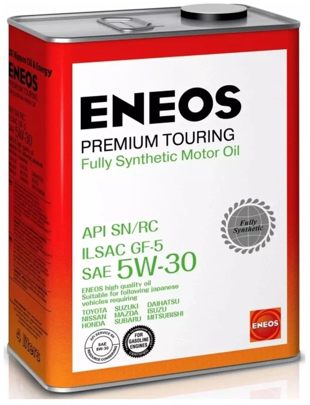 Синтетическое моторное масло ENEOS Premium Touring SN 5W-30, 4 л