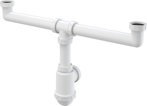Alcaplast A448-DN50/40 Сифон для сдвоенной мойки с накидными гайками 6/4"