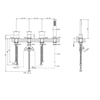 Gessi Rettangolo T 20343#299 Смеситель для ванны на 4 отверстия, с переключателем и ручным душем, без излива, цвет: черный