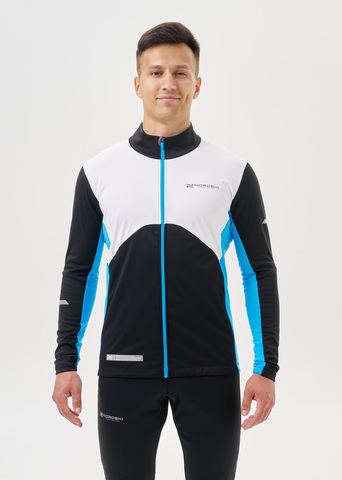 Мужская тренировочная лыжная куртка Nordski Pro 2.0 white-black-light blue