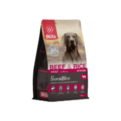 Сухой корм для собак всех пород Blitz Adult BEEF & RICE Sensitive с говядиной и рисом, 15 кг