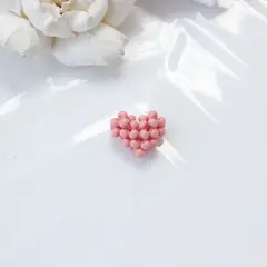 Подвеска Сердце плетёная из бисера, 17*15 мм, розовый, РК071
