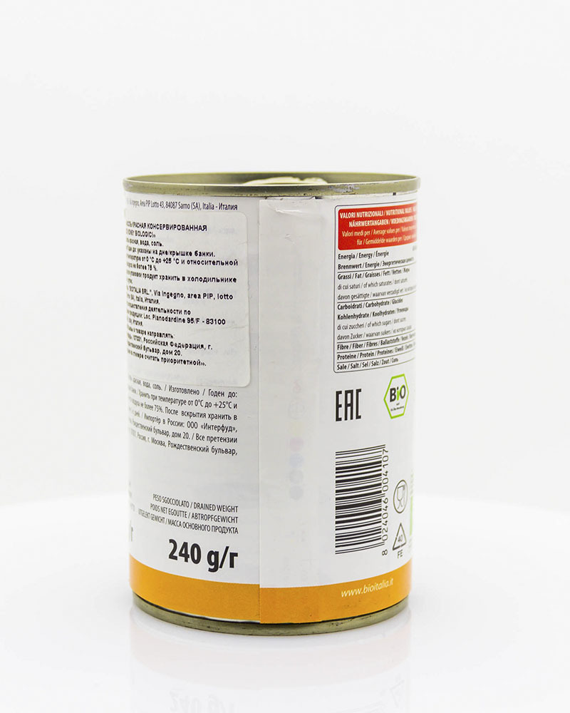 Фасоль красная Bioitalia консервированная 400 г