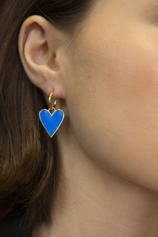 Серьги Лавхарт, серебро 925, позолота 18k, синяя эмаль 2