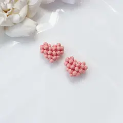 Подвеска Сердце плетёная из бисера, 17*15 мм, розовый, РК071