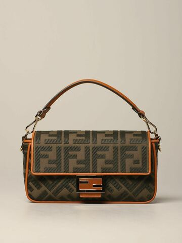 Сумка Fendi из холщовой ткани коричневого цвета Baguette