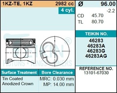 Поршень двигателя TEIKIN 46283 STD (4шт/упак)