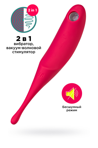Точечный вибратор с вакуумной стимуляцией Satisfyer Twirling Pro Connect App, силикон, красный, 20см