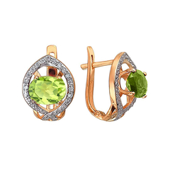Серьги из серебра с хризолитом