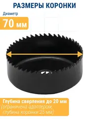 Коронка HCS по дереву/гипсокартону ПРАКТИКА Мастер  70 мм, L-27мм, без адаптера (918-900)