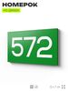 Номер на дверь 572, табличка на дверь для офиса, квартиры, кабинета, аудитории, склада, зеленая 120х70 мм, Айдентика Технолоджи