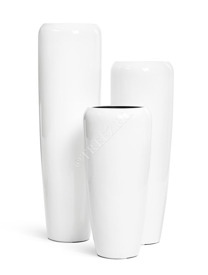 Кашпо TREEZ Effectory - Gloss - Высокий конус Design - Белый глянцевый лак
