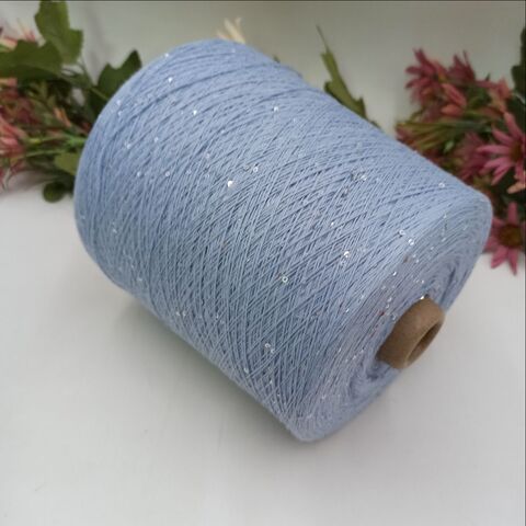 Cotton Sequin Two 100% хлопок, пайетка 2мм 1000м/100гр 025 Голубой + серебро