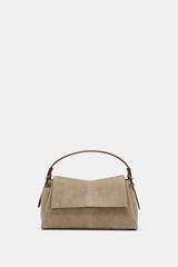 ZARA СУМКА С КЛАПАНОМ И ПЛЕЧЕВЫМ РЕМНЕМ, СЕРО-КОРИЧНЕВЫЙ