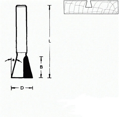711708 Фреза (D): 12,7 mm (B): 12,7 mm (L): 44 mm (A): 140° (754089) Хвостовик 8 mm