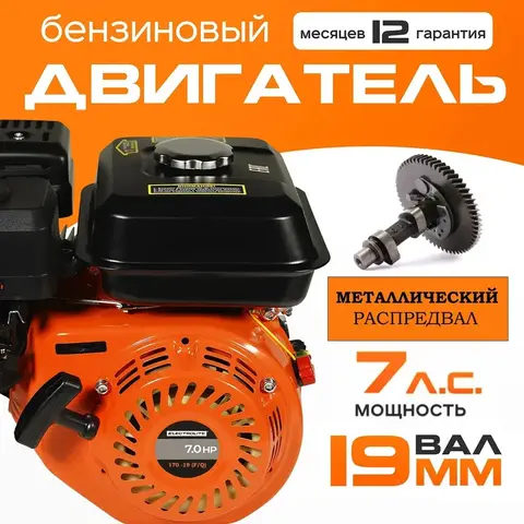 Двигатель бензиновый LT 170-20 (F/Q) (7 л.с, вал 20 мм, 4-х тактный) с ручным стартером гильзованный ELECTROLITE