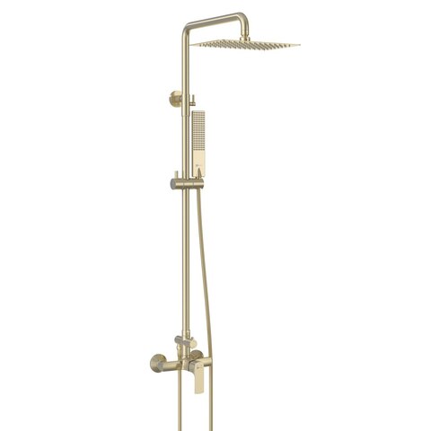 Lemark LM7260BG Душевая система с верхним душем 30х20 см, регулируемая высота 1~1,7м, латунь/брашированное светлое золото