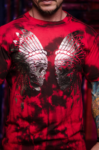 Xtreme Couture | Футболка мужская EYE FOR AN EYE X1796 от Affliction принт спереди черепа индейцев