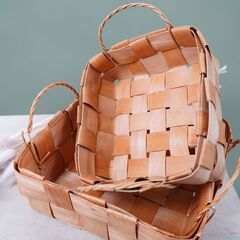 Корзина плетеная с ручкой (секвойя светлая), Квадрат, D=17,5*17,5 см, H=7,5 см, 1 шт.