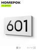 Номер на дверь 601, табличка на дверь для офиса, квартиры, кабинета, аудитории, склада, белая 120х70 мм, Айдентика Технолоджи