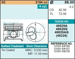 Поршень двигателя TEIKIN 46629G 0.50 (4шт/упак)