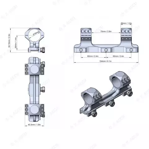Крепление Vector Optics 30 mm X-ACCU ONE PIECE HIGH PICATINNY MOUNT