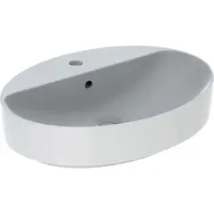 Geberit VariForm 500.772.01.2 Раковина с установкой на столешницу овальной формы, 60х45 см, с отв. под смеситель, с отв. перелива фото