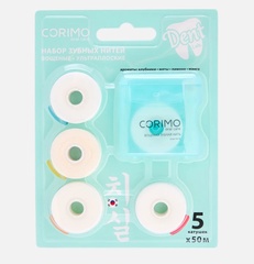 Corimo Зубная нить Ультраплоская вощеная 5катушек, 50м*5шт. (Китай)
