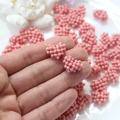 Подвеска Сердце плетёная из бисера, 17*15 мм, розовый, РК071
