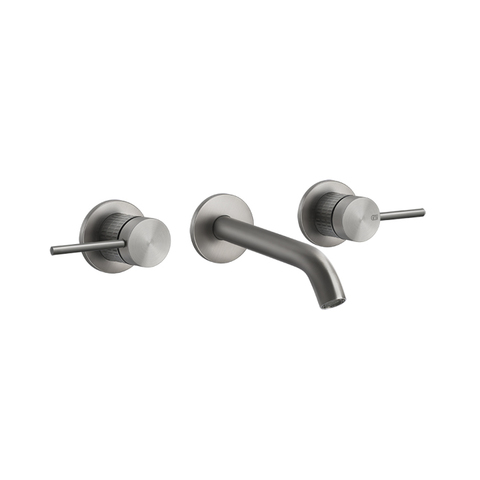 Gessi 316 54292#239 Встраиваемый смеситель для раковины на 3 отверстия, излив 146-128мм (внешние части), цвет: steel brushed