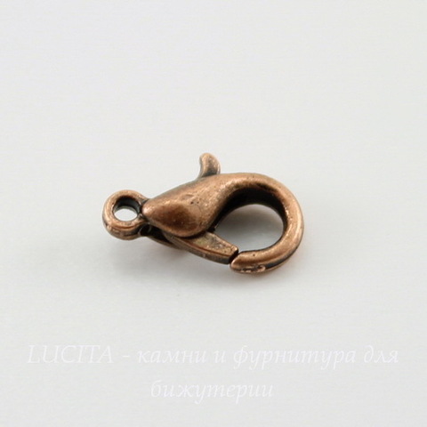 Замок - карабин 10х6 мм (цвет - античная медь), 5 штук
