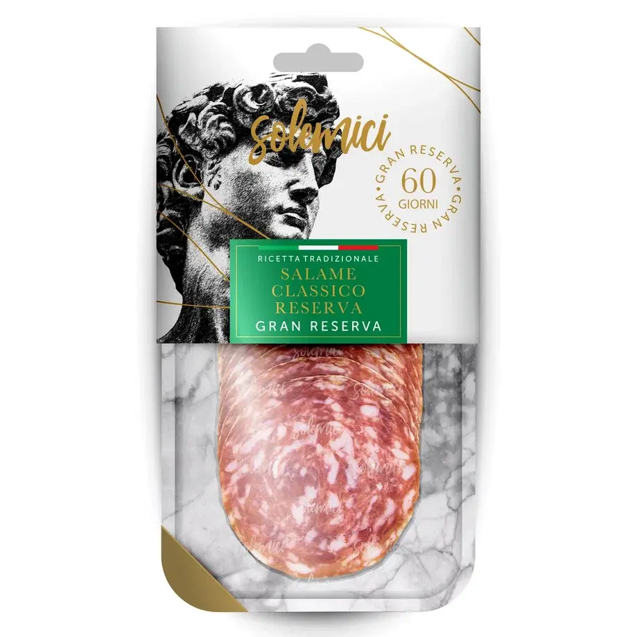 Колбаса сыровяленая полусухая Salame Classico Gran Reserva Салями Классико Резерва Solemici нарезка 70 гр