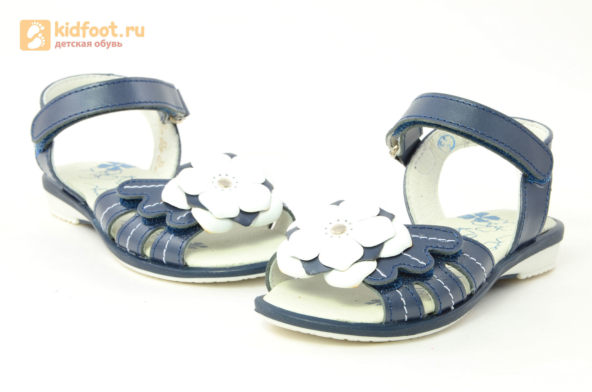 Детские босоножки Котофей 522059-21 из натуральной кожи, для девочки, синие