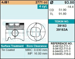 Поршень двигателя TEIKIN 39163 STD (4шт/упак)