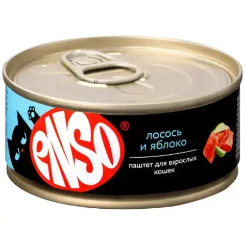 ENSO консервы для взрослых кошек паштет с лососем и яблоком 100 гр