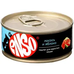 ENSO консервы для взрослых кошек паштет с лососем и яблоком 100 гр