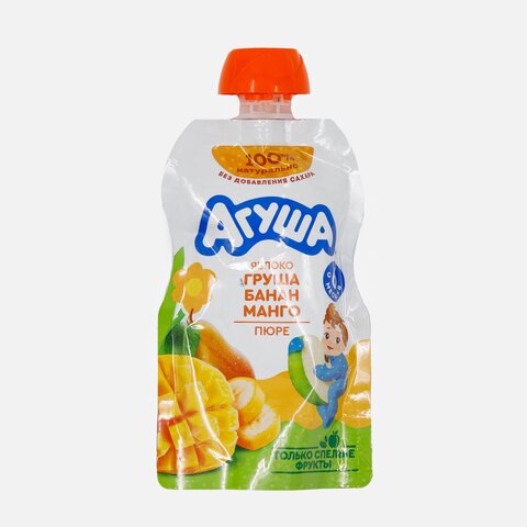 Пюре АГУША яблоко-груша-банан-манго д/п 90г