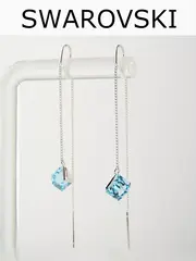 Серьги-протяжки Миражи с голубыми кубиками Swarovski