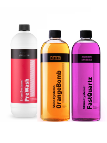 Shine Systems набор для трехфазной мойки FastQuartz + OrangeBomb + PreWash 900мл