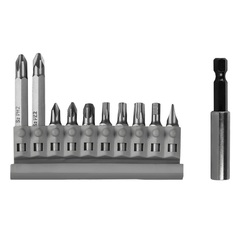 Набор бит ПРАКТИКА Мастер 11 шт 25 и 50 мм  PH, PZ, HEX SL, TORX держатель 60 (908-214)