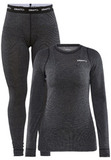 Тёплый Комплект термобелья с шерстью мериноса CORE WOOL MERINO 180 SET Black Melange женский