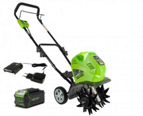 Аккумуляторный культиватор Greenworks G40TLK6, 40v, АКБ 5 А·ч и ЗУ