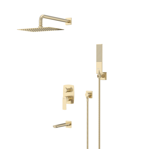 Lemark LM7222BG Встраиваемый смеситель с верхним душем 30х20 см, излив 20 см, латунь/брашированное светлое золото