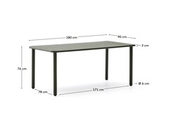 Уличный стол Brai из оцинкованной стали зелёного цвета 180 x 90 см